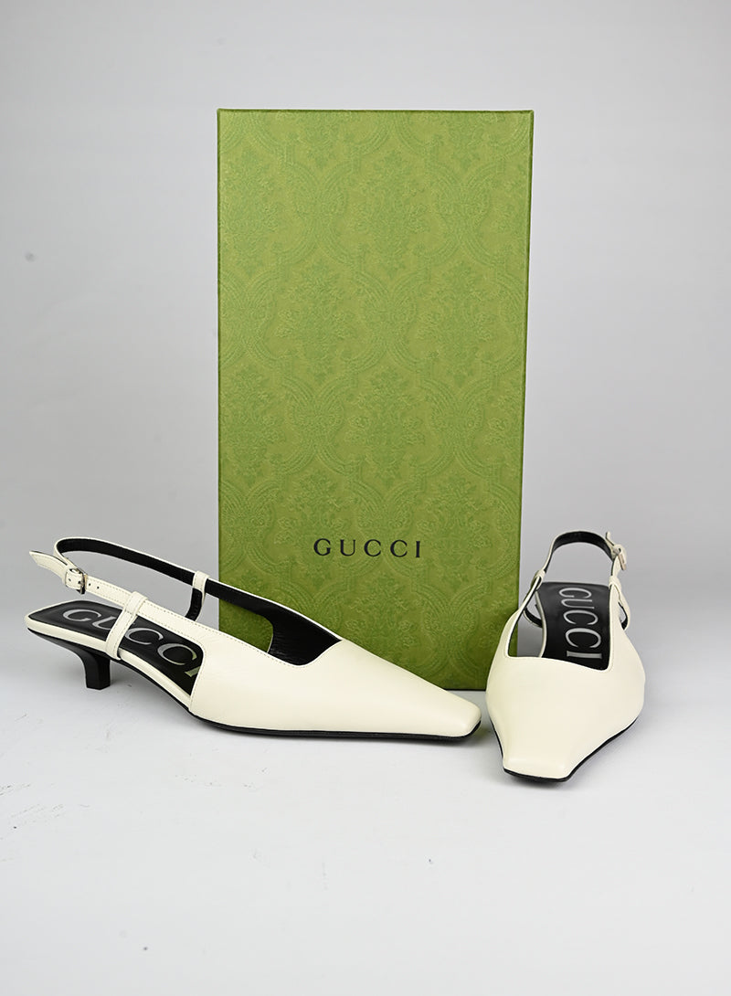 Gucci Slingback in pelle bianche - N. 37