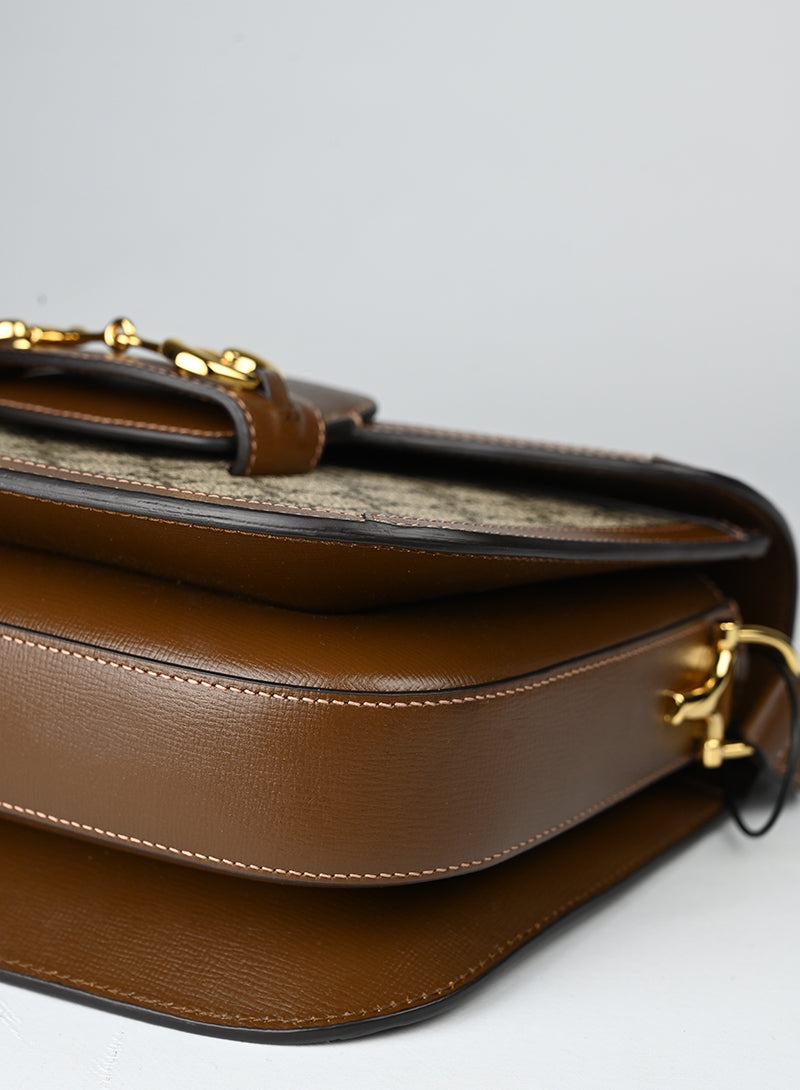 Gucci Borsa Horsebit in Monogram beige