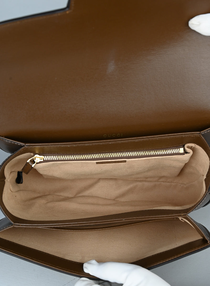 Gucci Borsa Horsebit in Monogram beige