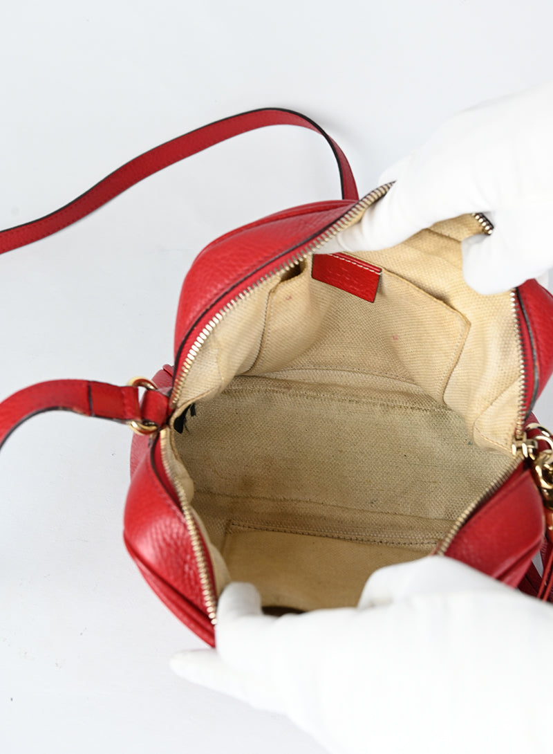 Gucci Borsa Soho Disco mini in pelle rossa