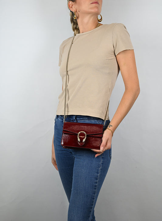 Gucci Borsina a Tracolla Dionysus Mini Vernice Rossa - lesleyluxuryvintage