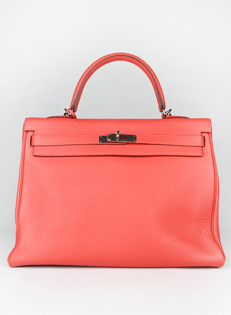 Hermès Borsa Kelly 35 Clemence in pelle rossa