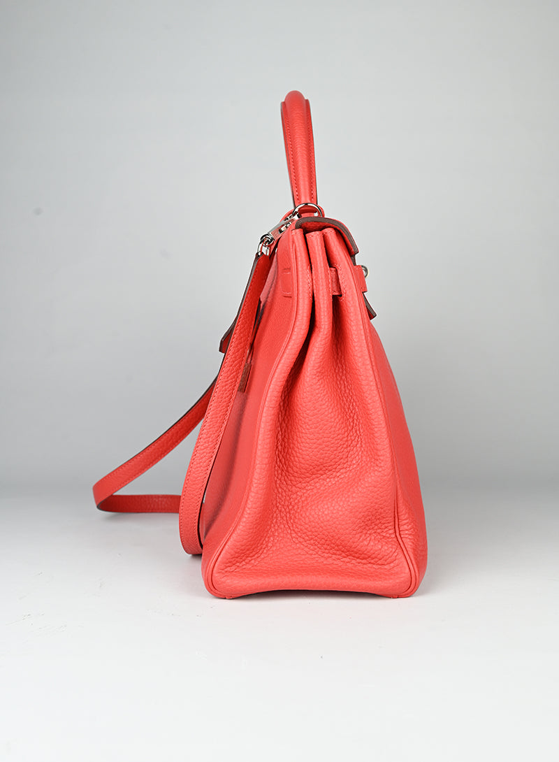 Hermès Borsa Kelly 35 Clemence in pelle rossa