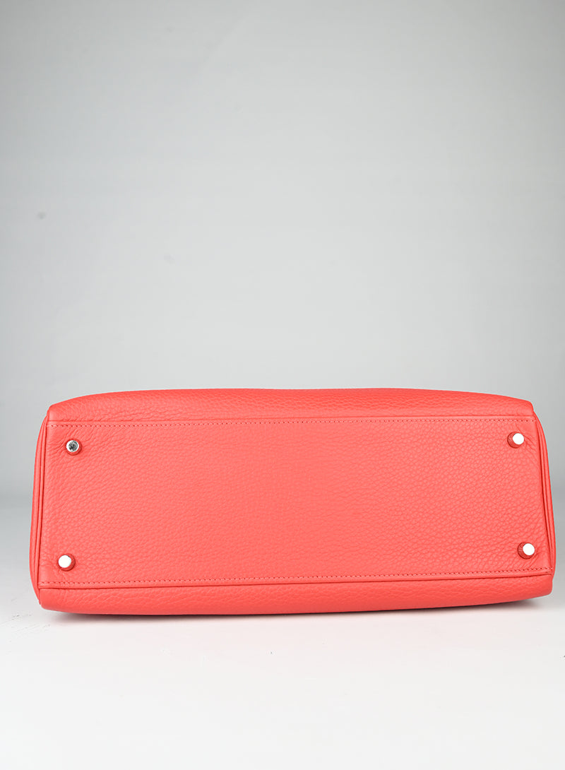 Hermès Borsa Kelly 35 Clemence in pelle rossa