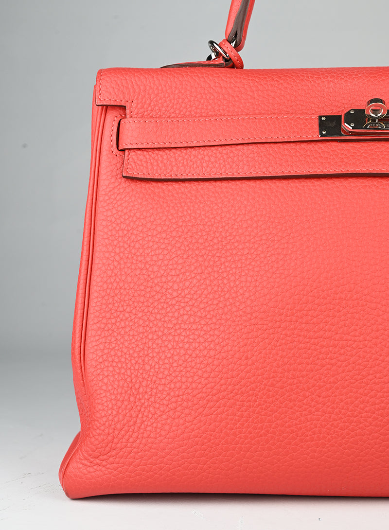Hermès Borsa Kelly 35 Clemence in pelle rossa