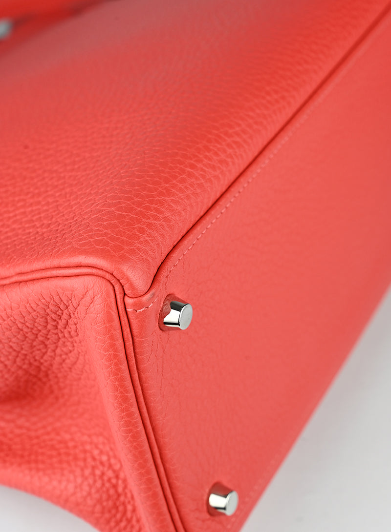 Hermès Borsa Kelly 35 Clemence in pelle rossa