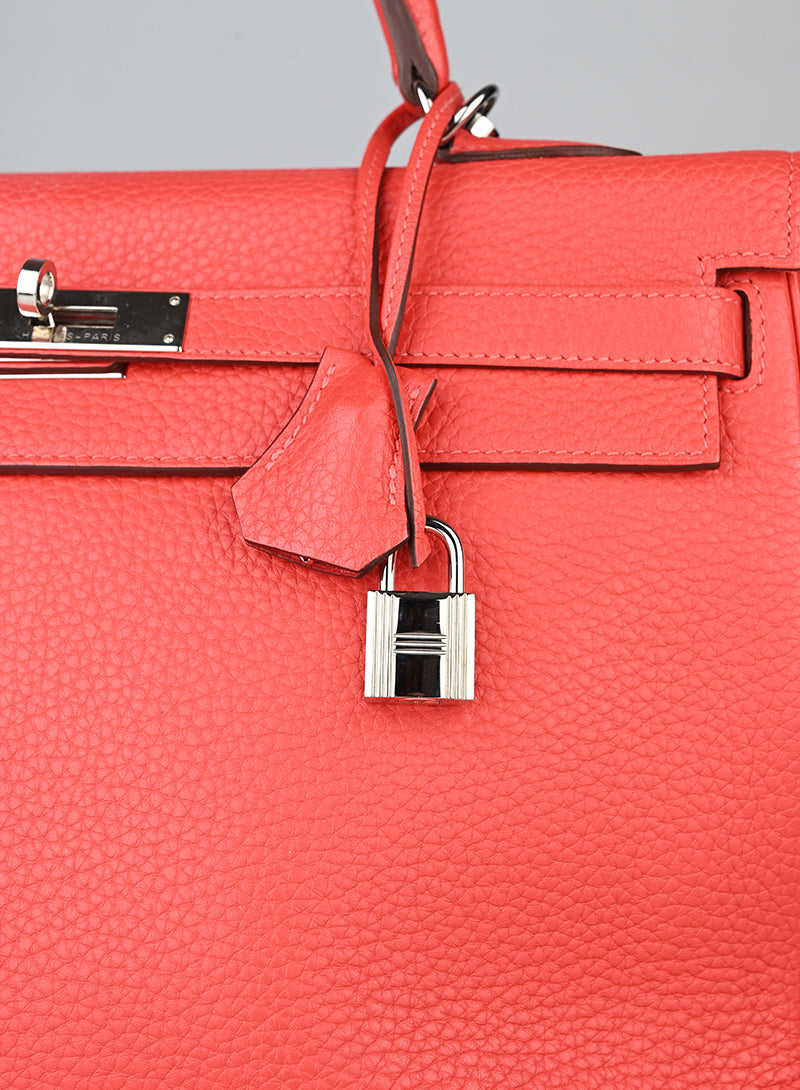 Hermès Borsa Kelly 35 Clemence in pelle rossa
