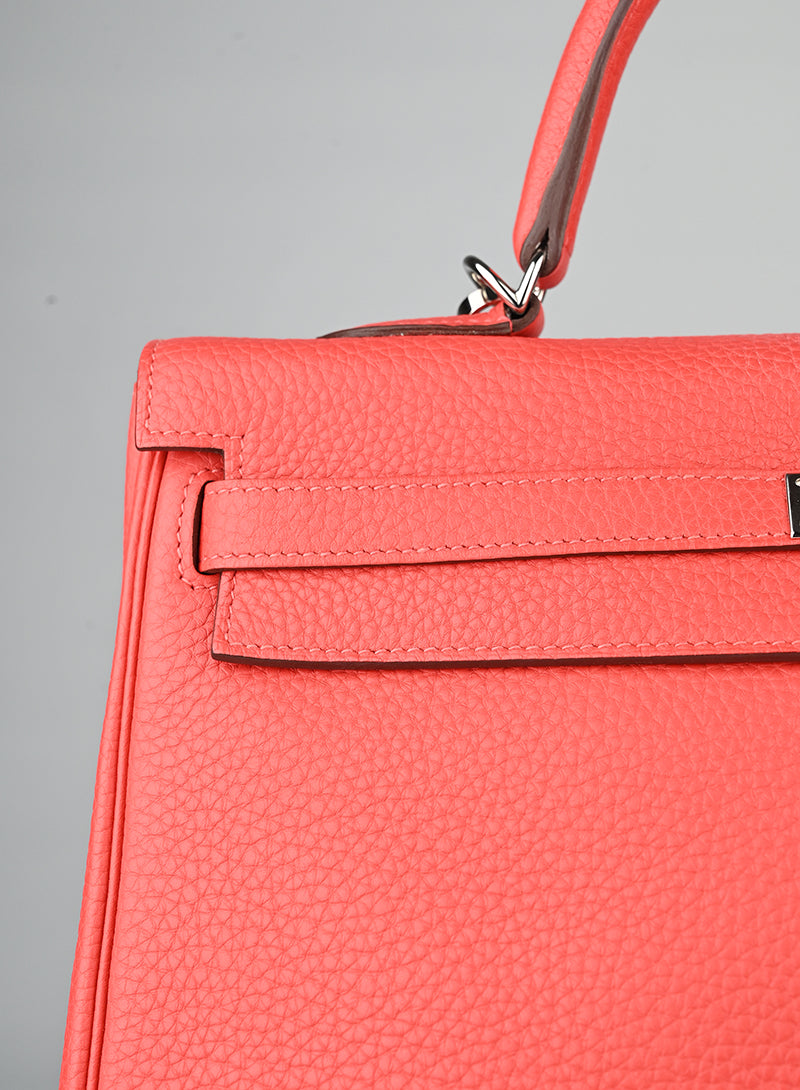 Hermès Borsa Kelly 35 Clemence in pelle rossa