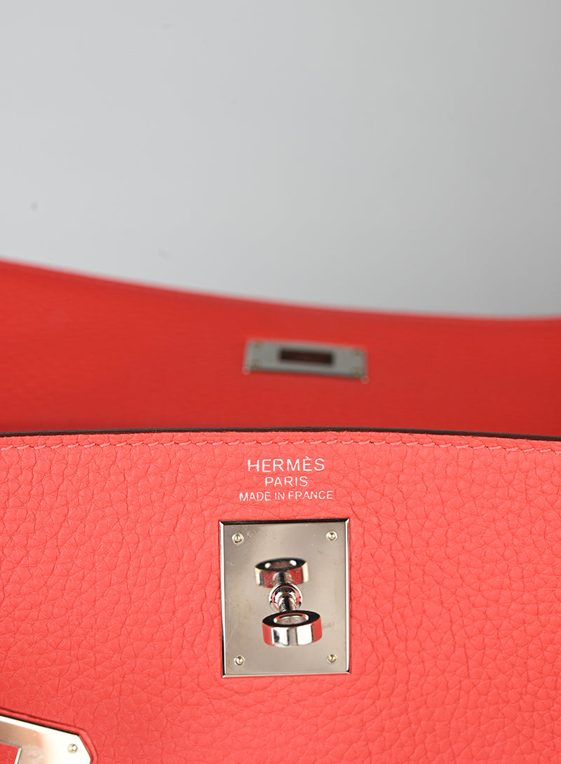 Hermès Borsa Kelly 35 Clemence in pelle rossa