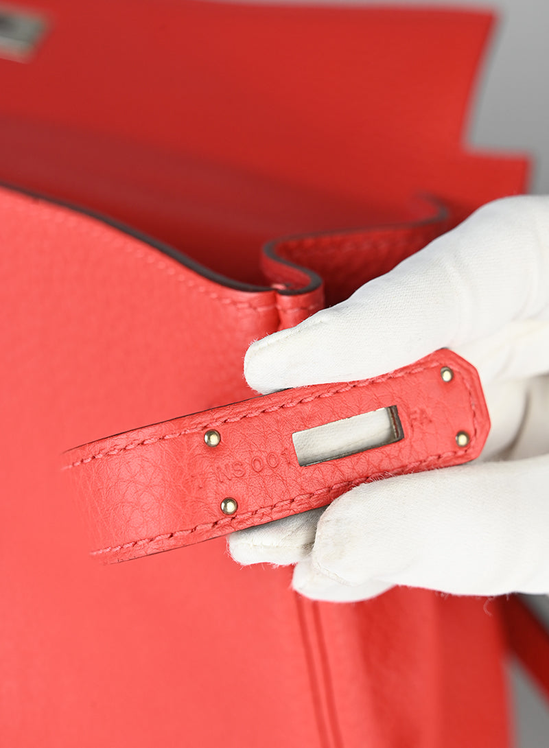 Hermès Borsa Kelly 35 Clemence in pelle rossa