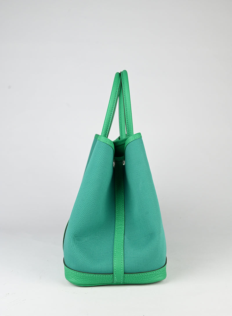 Hermès Borsa Garden Party 29 in canvas verde