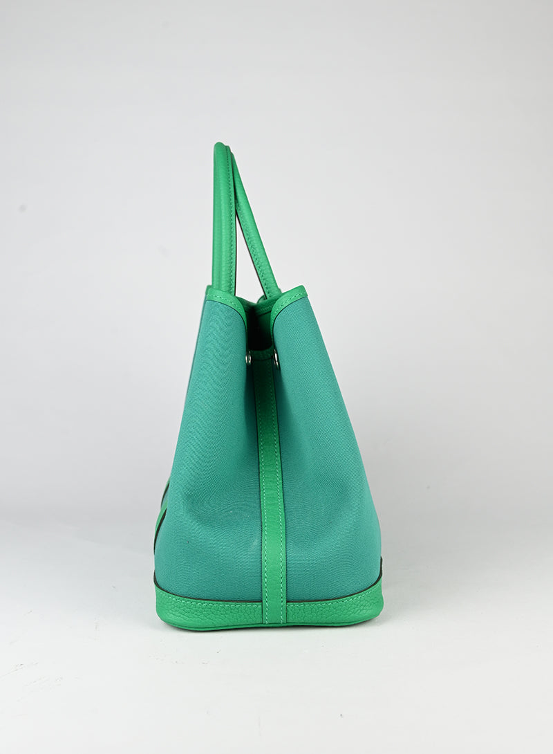 Hermès Borsa Garden Party 29 in canvas verde