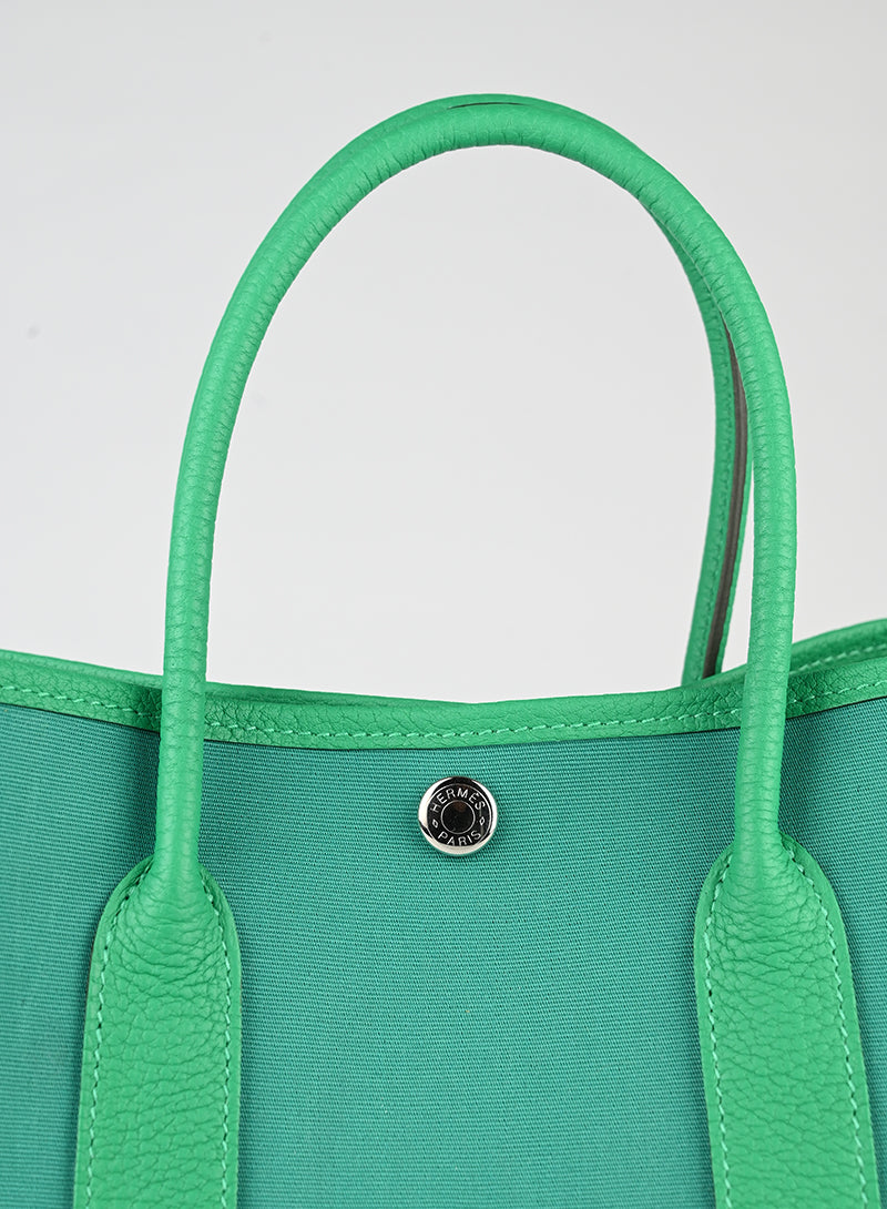Hermès Borsa Garden Party 29 in canvas verde
