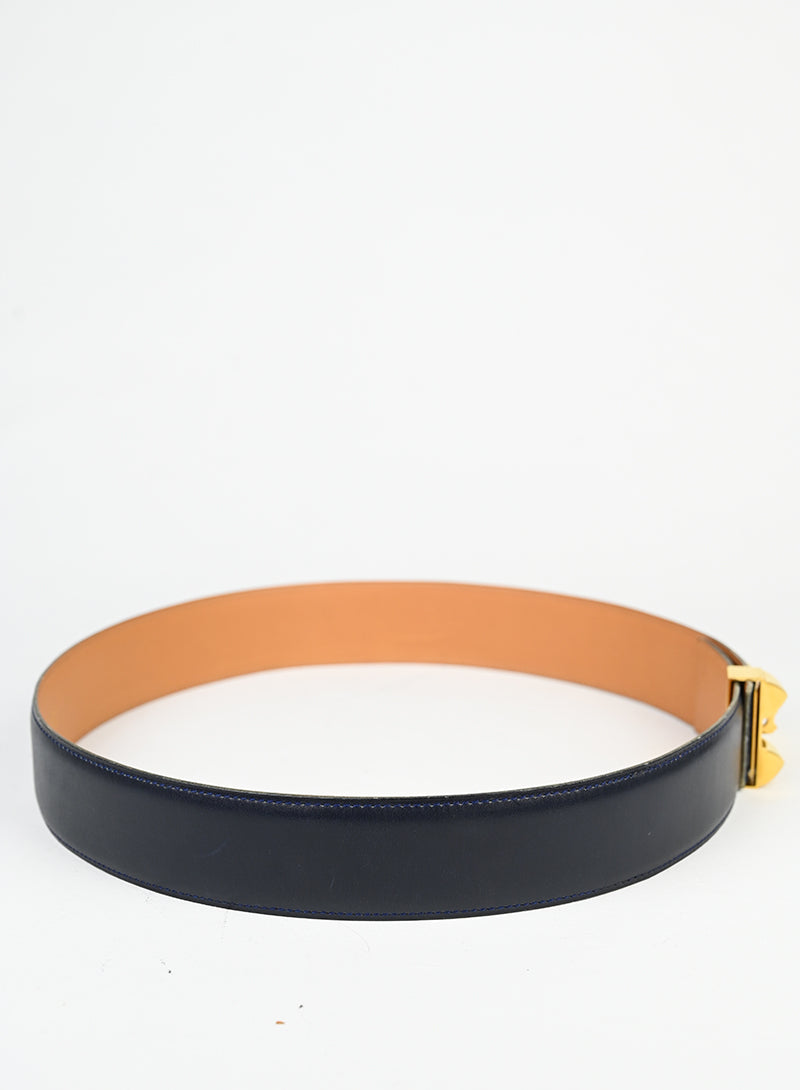 Hermès Cintura Collier de Chien in pelle blu