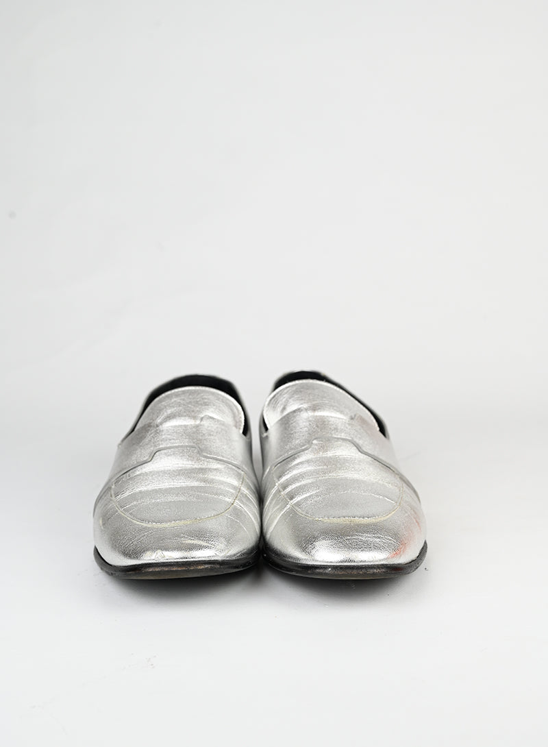 Hermès Mocasssini in pelle argento - N. 39 - lesleyluxuryvintage