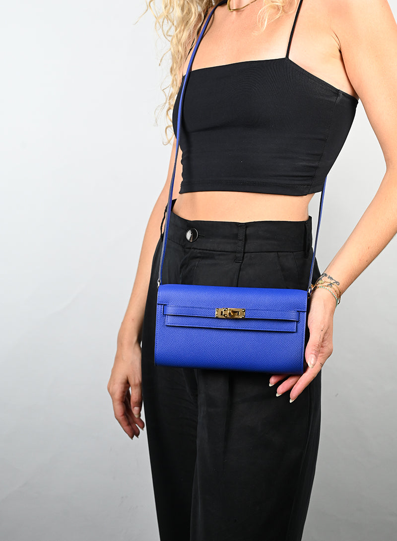 Hermès Borsa Kelly to Go in pelle blu