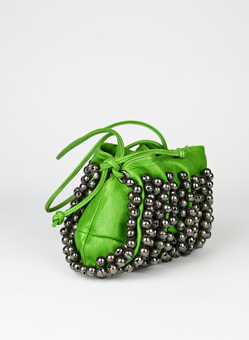 Jamin Puech Borsa in pelle verde con sonagli