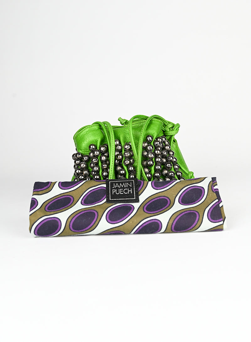 Jamin Puech Borsa in pelle verde con sonagli