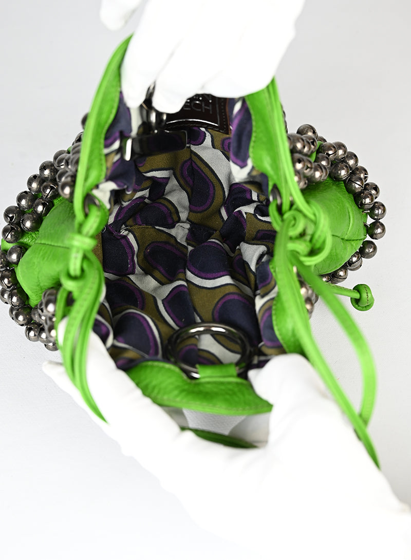 Jamin Puech Borsa in pelle verde con sonagli
