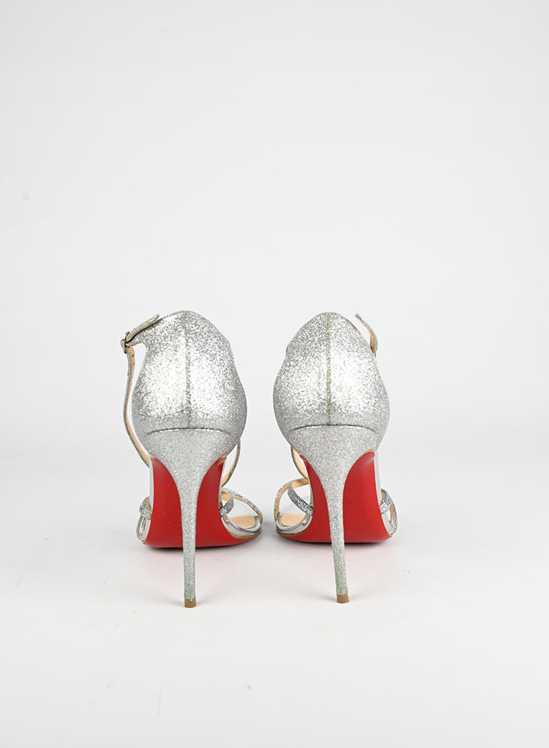 Louboutin Sandali con glitter argento - N. 39 ½