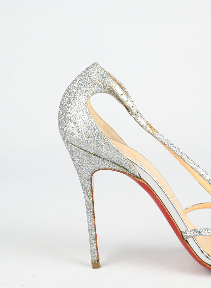 Louboutin Sandali con glitter argento - N. 39 ½
