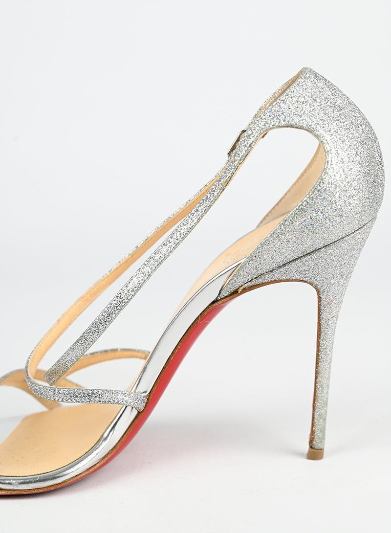 Louboutin Sandali con glitter argento - N. 39 ½