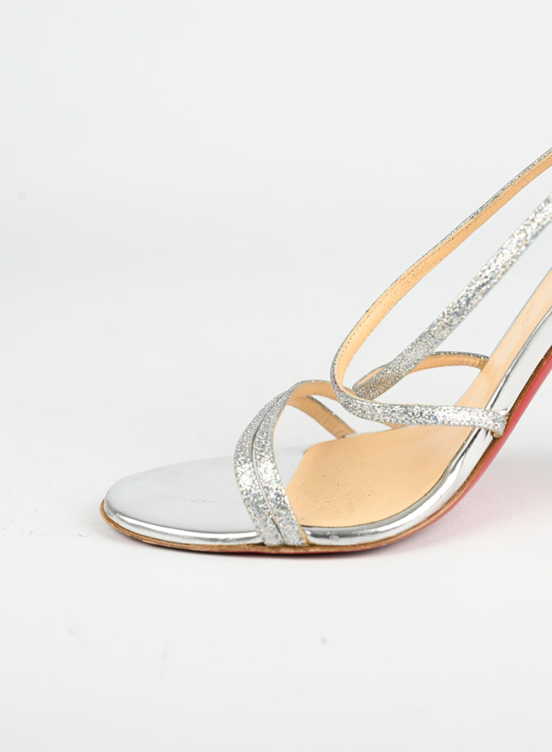 Louboutin Sandali con glitter argento - N. 39 ½