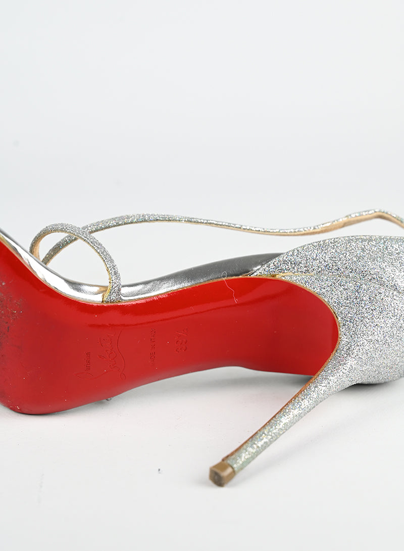 Louboutin Sandali con glitter argento - N. 39 ½