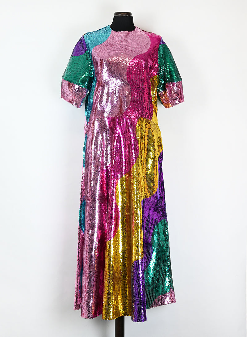 Mira Mikati Abito lungo con paillettes multicolor - Tg. 40