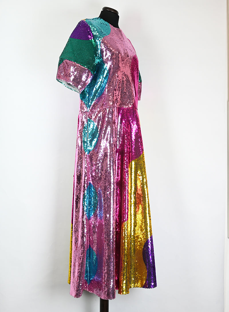 Mira Mikati Abito lungo con paillettes multicolor - Tg. 40