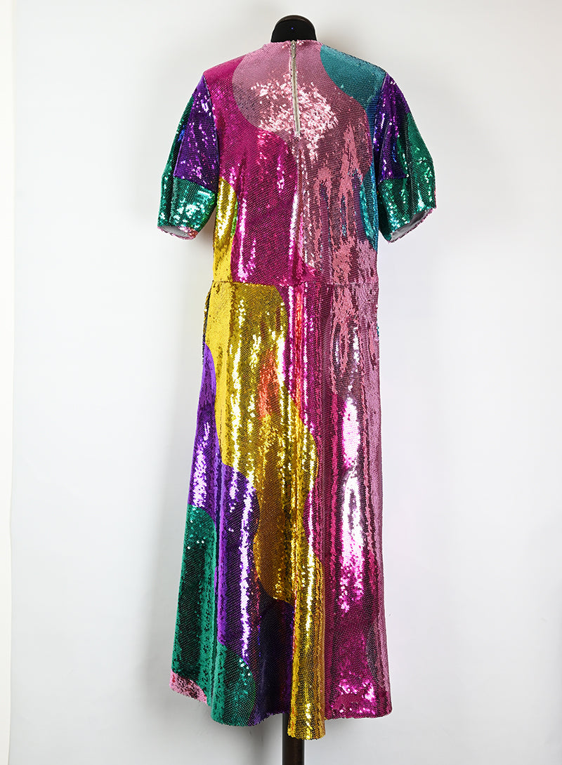 Mira Mikati Abito lungo con paillettes multicolor - Tg. 40
