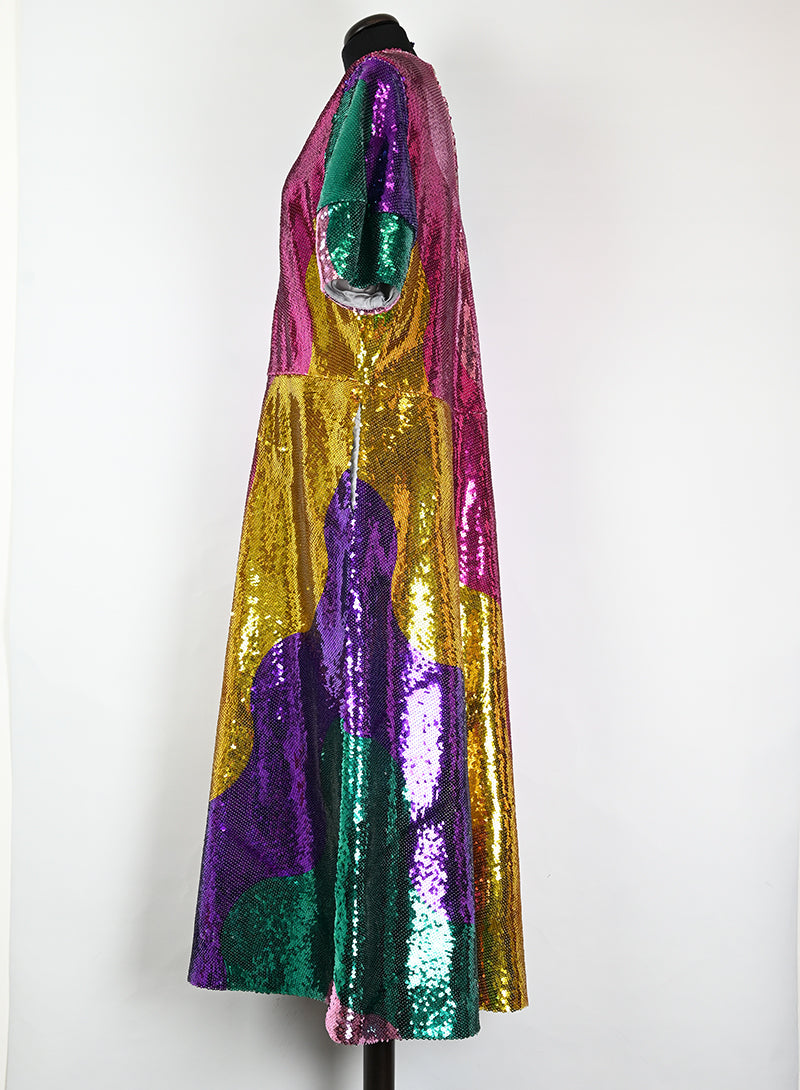 Mira Mikati Abito lungo con paillettes multicolor - Tg. 40