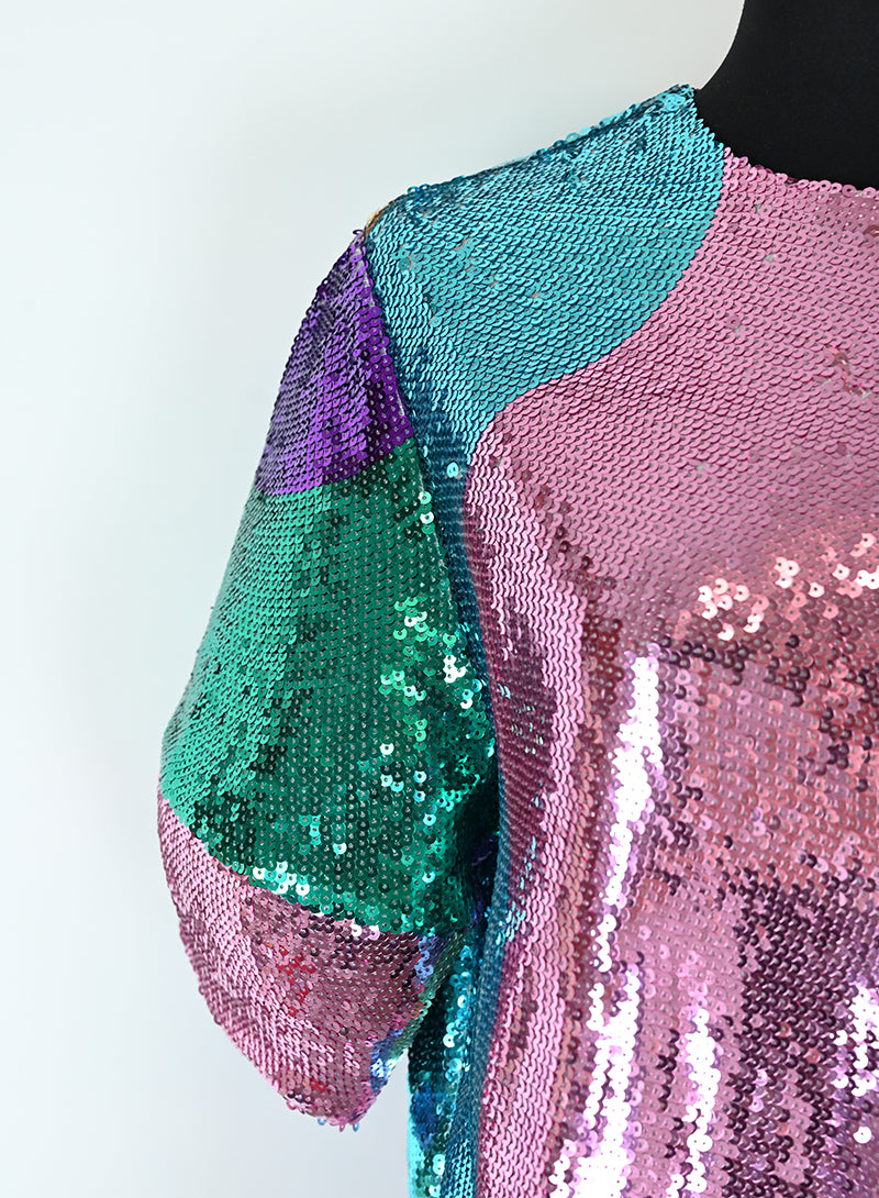 Mira Mikati Abito lungo con paillettes multicolor - Tg. 40