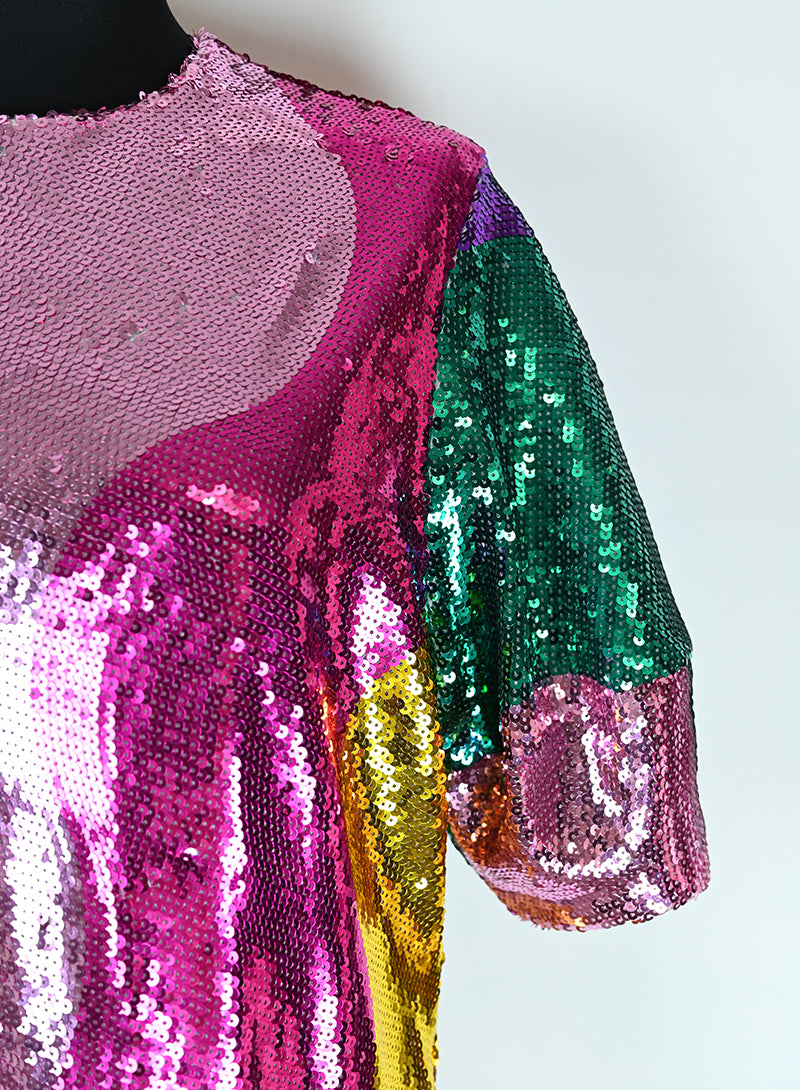 Mira Mikati Abito lungo con paillettes multicolor - Tg. 40