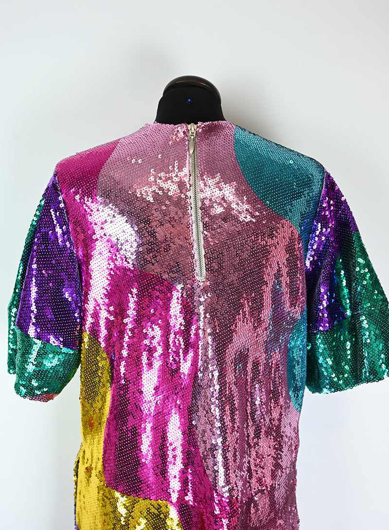 Mira Mikati Abito lungo con paillettes multicolor - Tg. 40