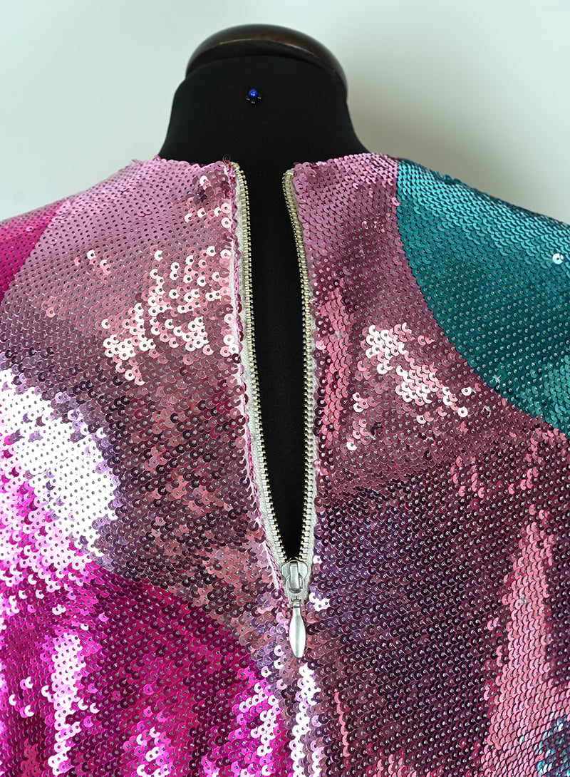 Mira Mikati Abito lungo con paillettes multicolor - Tg. 40