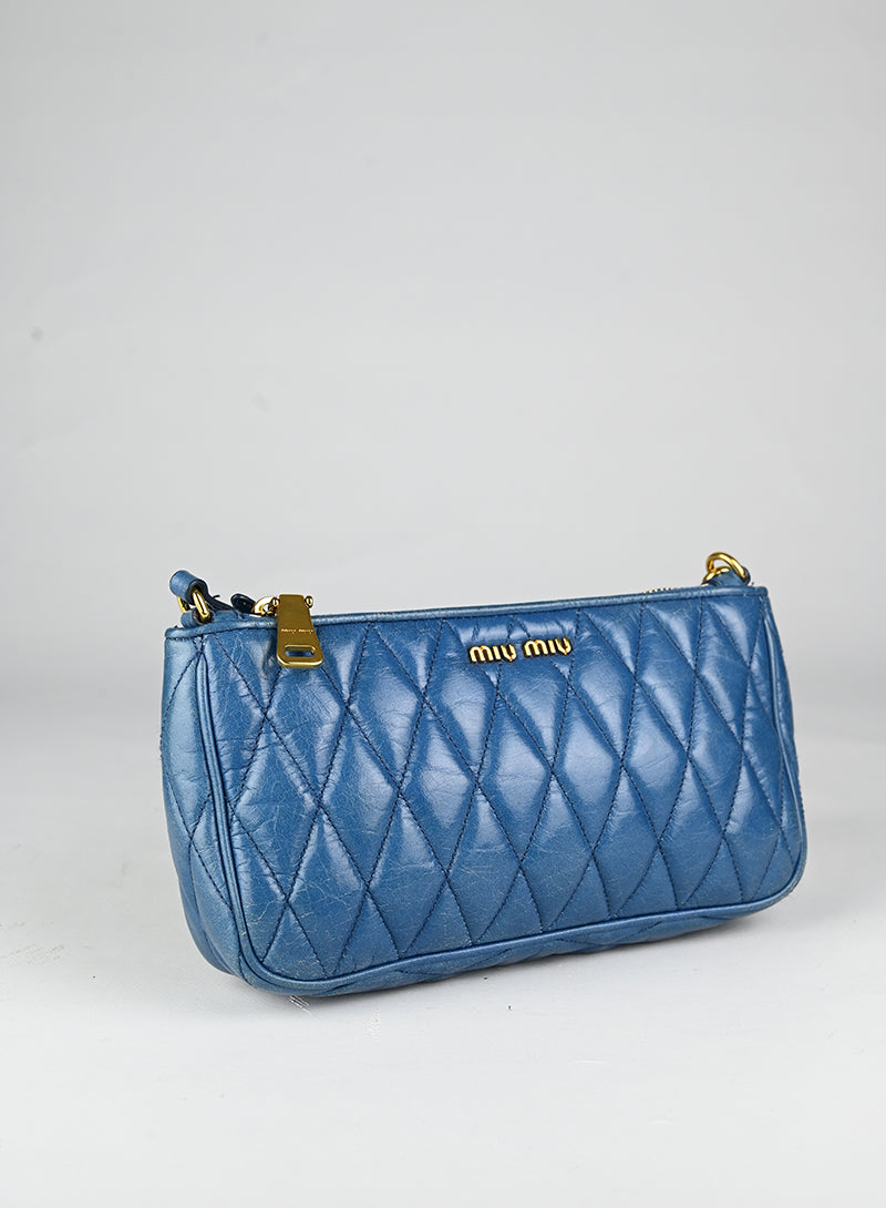 Miu Miu Borsina in pelle coffer ceruleo