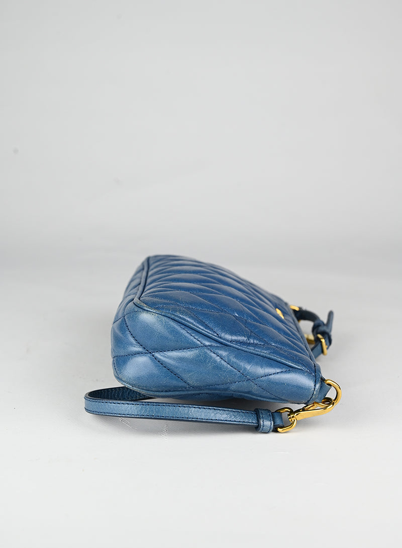 Miu Miu Borsina in pelle coffer ceruleo