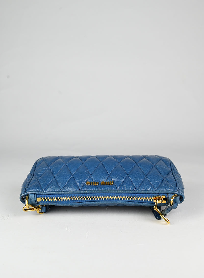 Miu Miu Borsina in pelle coffer ceruleo