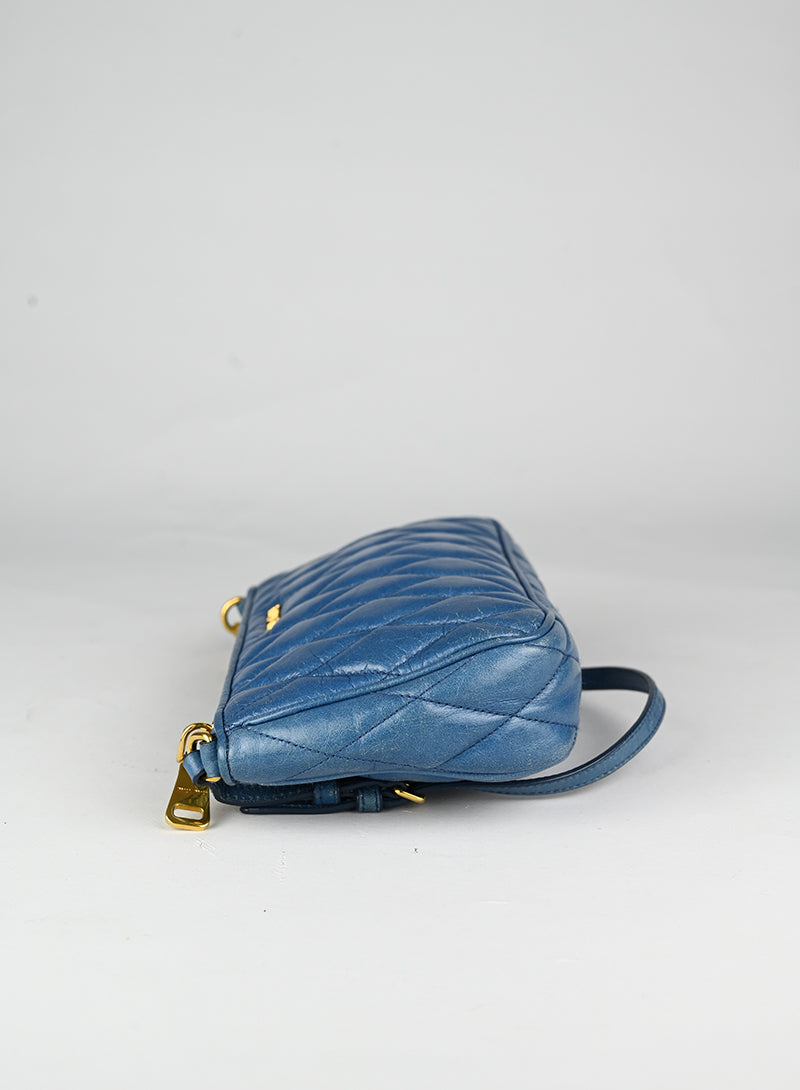 Miu Miu Borsina in pelle coffer ceruleo