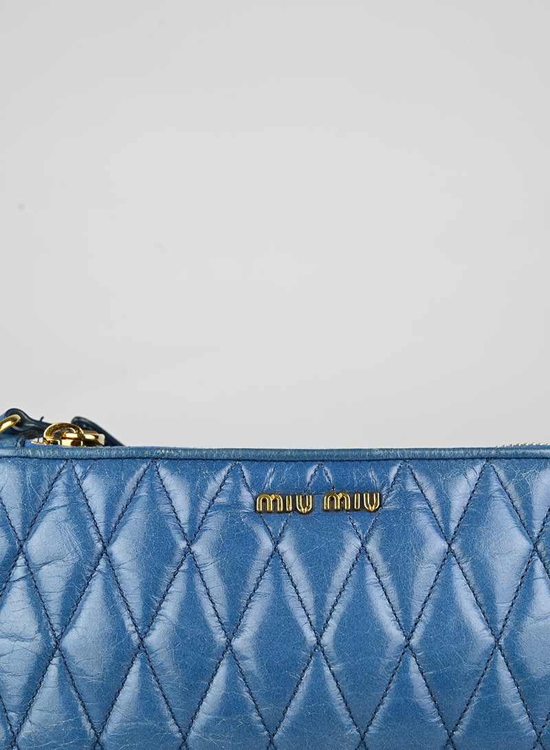 Miu Miu Borsina in pelle coffer ceruleo