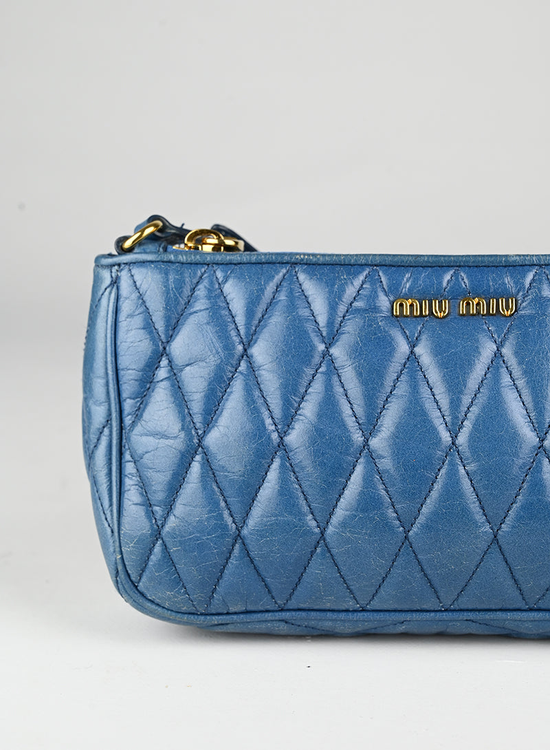 Miu Miu Borsina in pelle coffer ceruleo