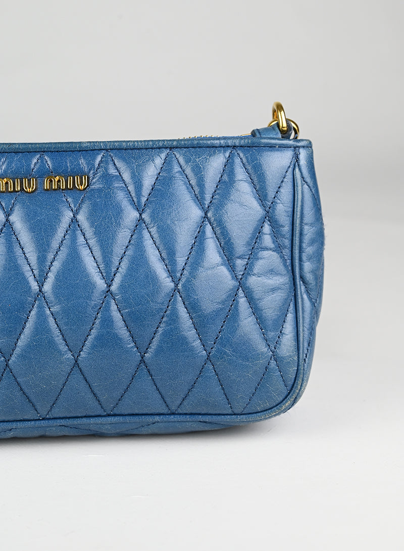 Miu Miu Borsina in pelle coffer ceruleo