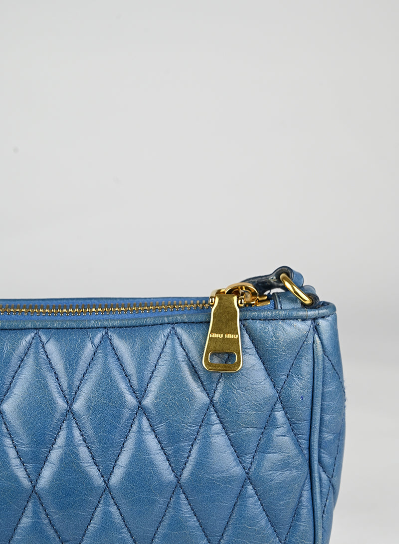 Miu Miu Borsina in pelle coffer ceruleo