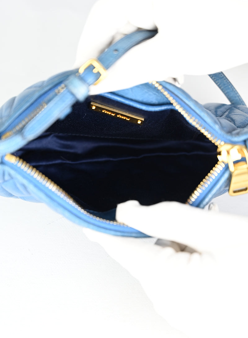 Miu Miu Borsina in pelle coffer ceruleo