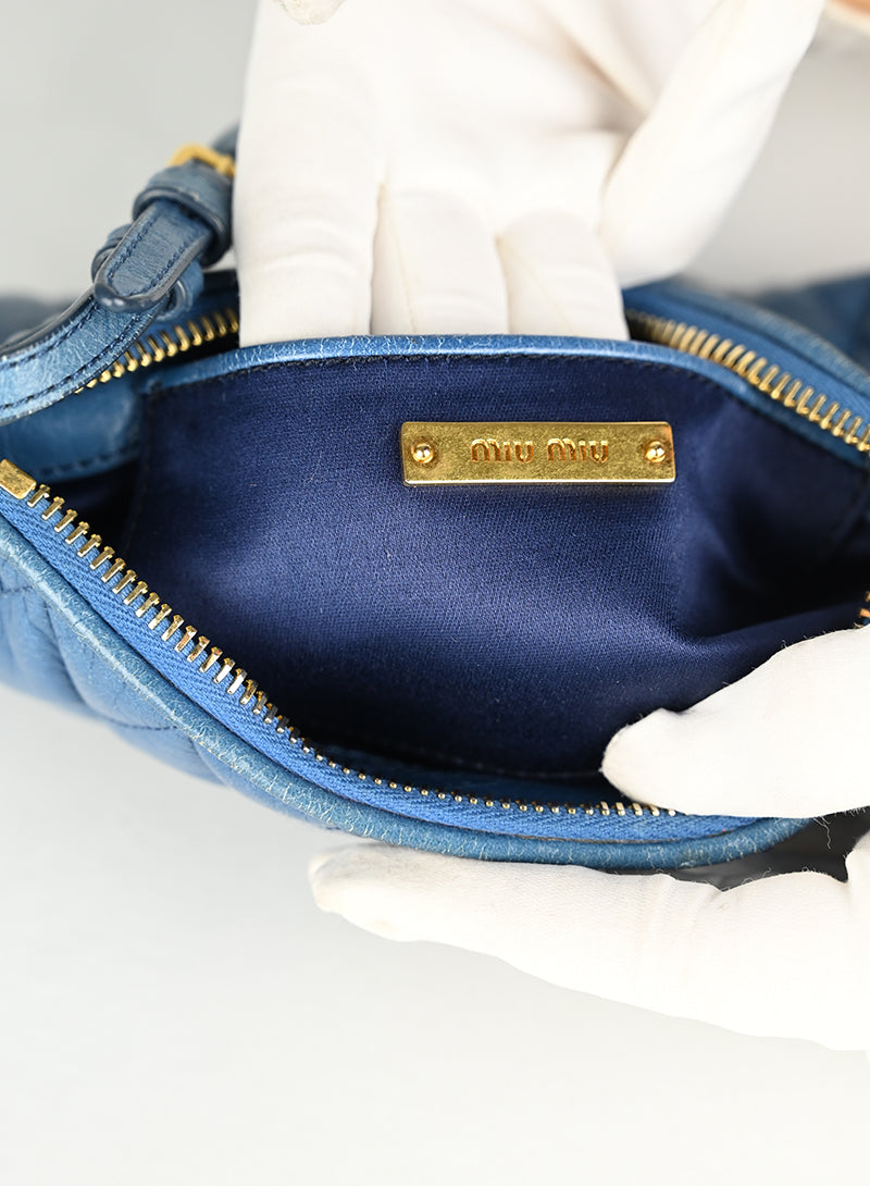Miu Miu Borsina in pelle coffer ceruleo