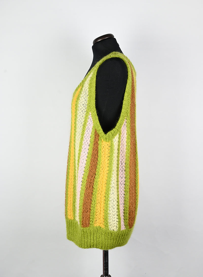 Miu Miu Gilet in lana a righe verde - Tg. 40