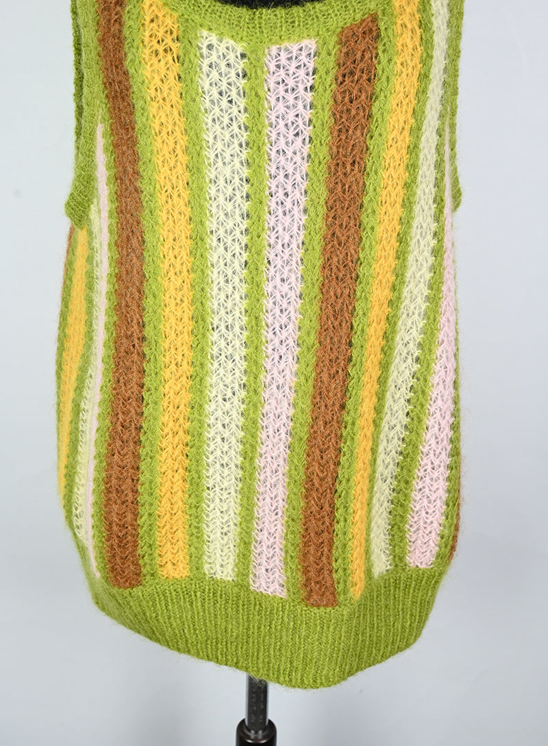 Miu Miu Gilet in lana a righe verde - Tg. 40