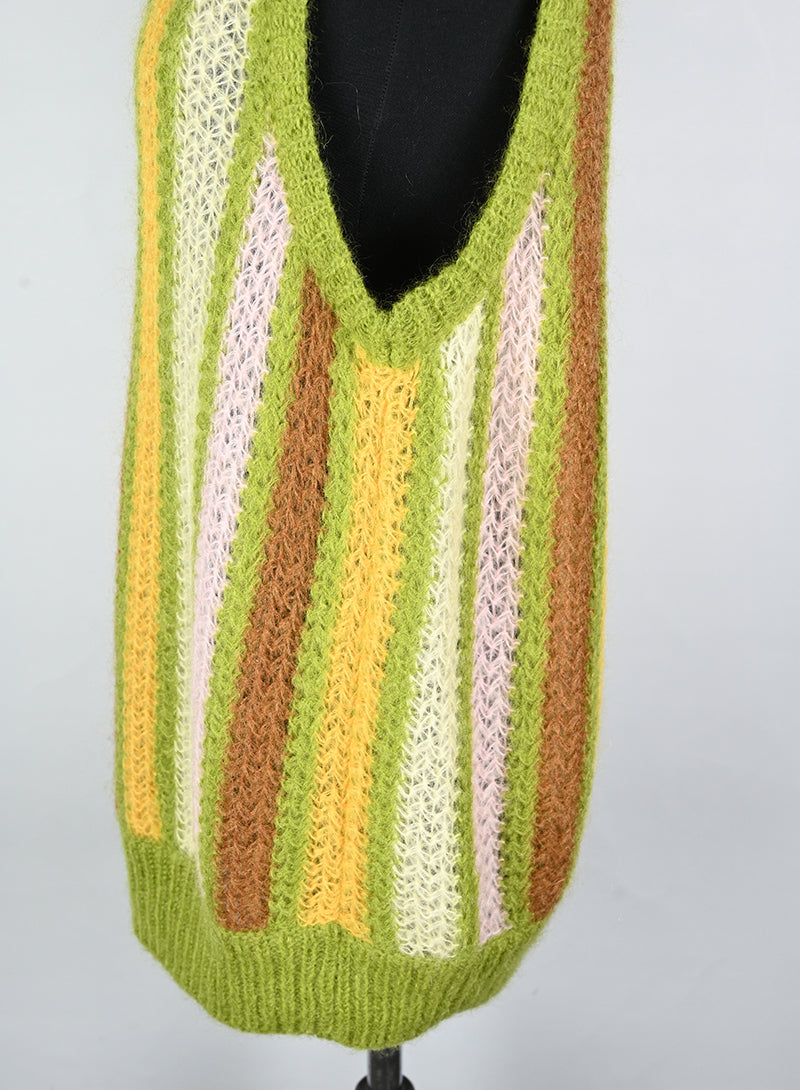Miu Miu Gilet in lana a righe verde - Tg. 40