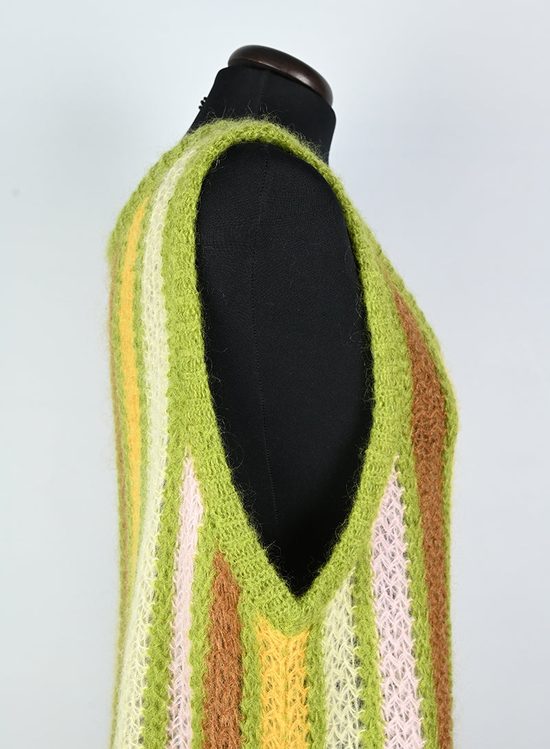 Miu Miu Gilet in lana a righe verde - Tg. 40